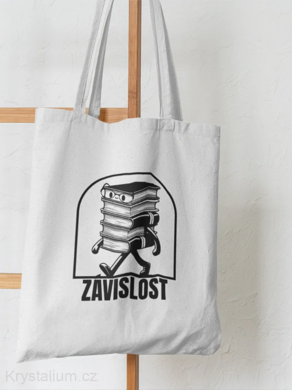 KNÍŽKA ZÁVISLOST plátěná taška BÍLÁ