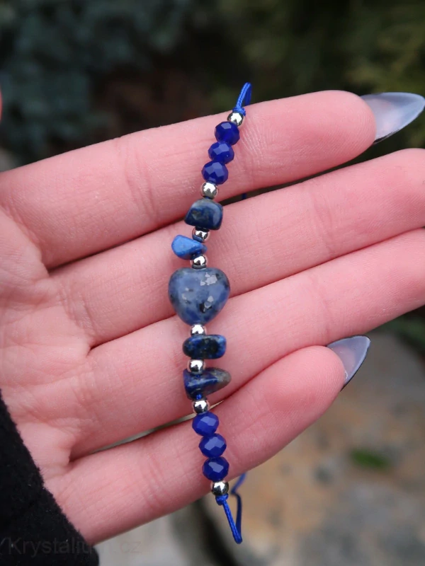 srdce LAPIS LAZULI, JASPIS náramek nastavitelný